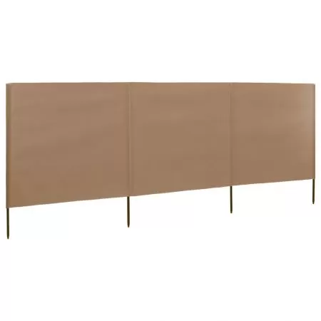  Paravan anti-vânt cu 3 panouri, gri taupe, 400x120 cm, textil