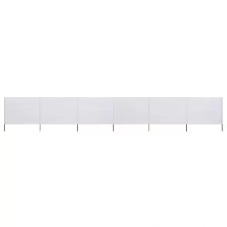  Paravan anti-vânt cu 6 panouri alb nisipiu 800x120 cm textil