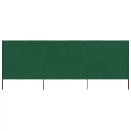  Paravan anti-vânt cu 3 panouri, verde, 400 x 80 cm, textil