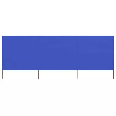 Paravan anti-vant cu 3 panouri, albastru, 400 x 120 cm