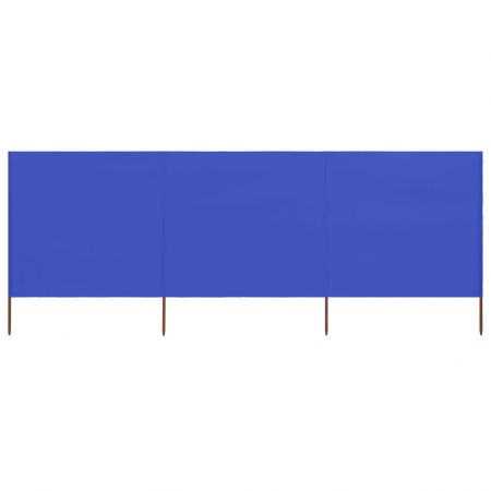 Paravan anti-vant cu 3 panouri, albastru, 400 x 80 cm