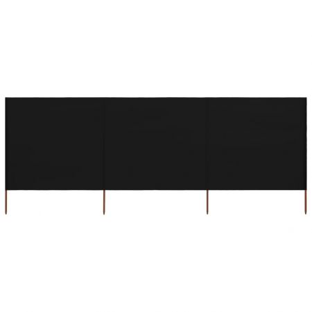 Paravan anti-vant cu 3 panouri, negru, 400 x 160 cm