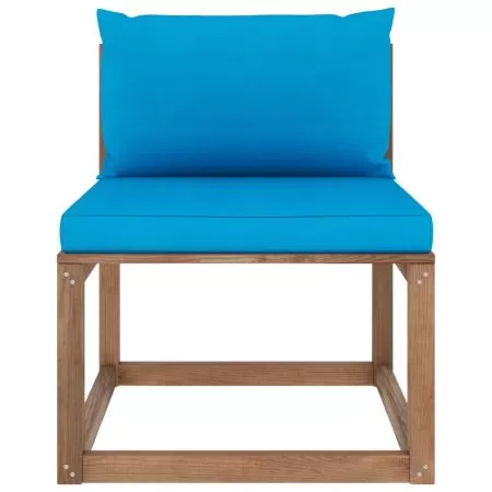 Canapea gradina din paleti de mijloc cu perne albastru deschis, albastru deschis, 60 x 64 x 70 cm