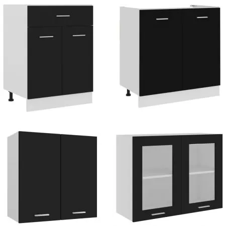 Set mobilier de bucatarie din 4 piese, negru