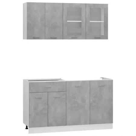 Set mobilier de bucatarie din 4 piese, gri beton