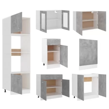 Set mobilier de bucatarie din 7 piese , gri beton