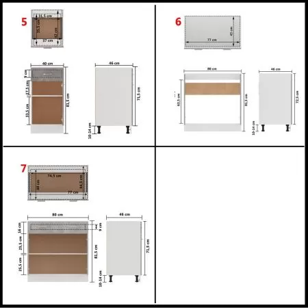 Set mobilier de bucatarie din 7 piese , gri beton