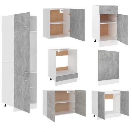 Set mobilier de bucatarie din 7 piese, gri beton