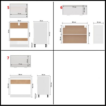 Set mobilier de bucatarie din 7 piese, alb lucios