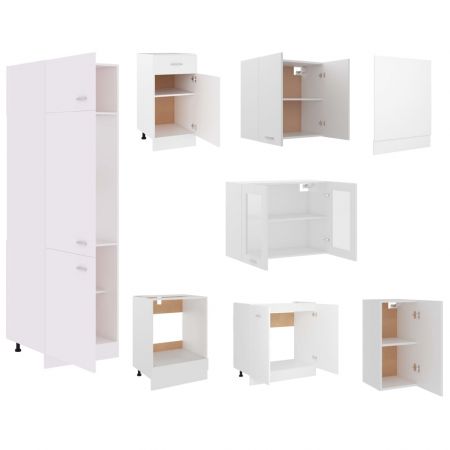 Set mobilier de bucatarie din 8 piese, alb