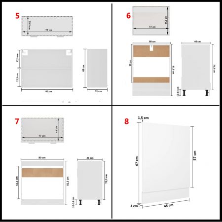 Set mobilier de bucatarie din 8 piese, alb