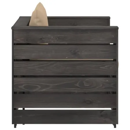 Set mobilier grădină, 2 piese, cu perne, gri, lemn impregnat