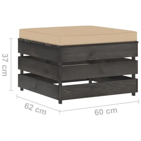 Set mobilier grădină, 2 piese, cu perne, gri, lemn impregnat