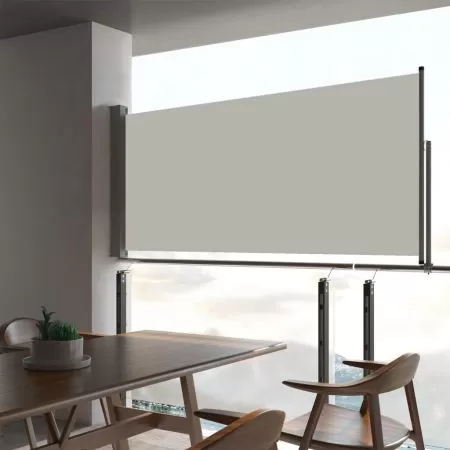  Copertină laterală retractabilă de terasă, crem, 60 x 300 cm