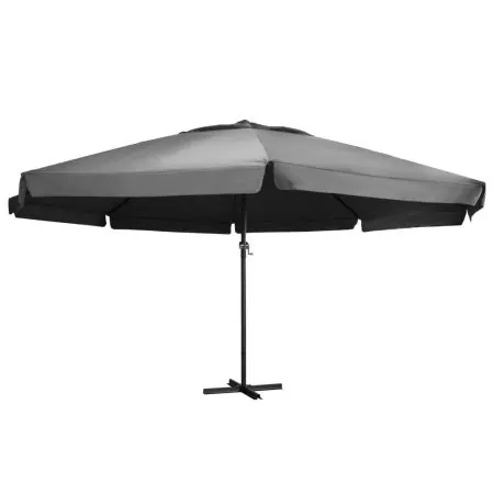  Umbrelă de soare de exterior, stâlp aluminiu, antracit, 600 cm