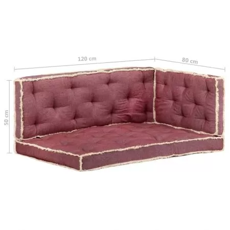 Set perne pentru canapea din paleți, 3 piese, roșu burgundia
