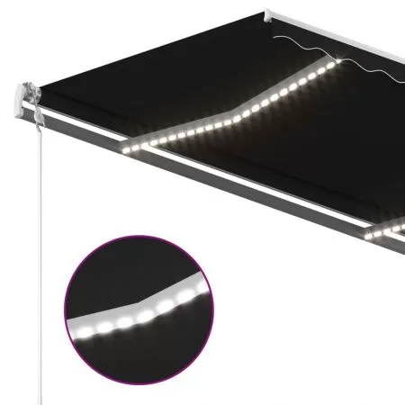 Copertina automata cu senzor vant & LED, antracit, 350 x 250 cm