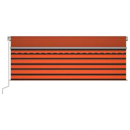 Copertina retractabila manual cu stor&LED portocaliu&maro 4x3 m, portocaliu si maro, 4 x 3 m