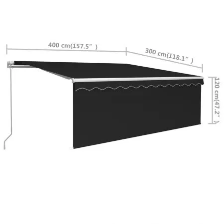 Copertina retractabila manual cu stor, antracit, 4 x 3 m