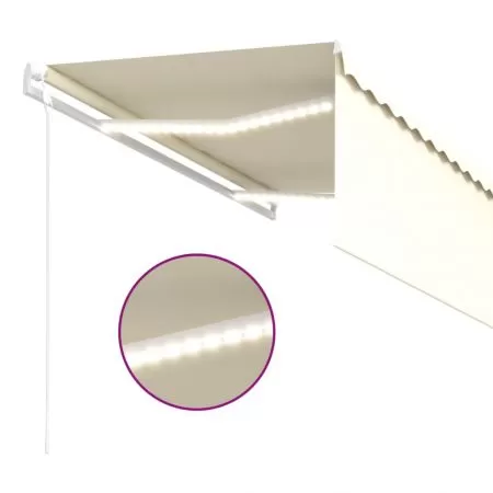 Copertina automata cu stor&LED&senzor vant crem 3, crem, 3.5 x 2.5 m