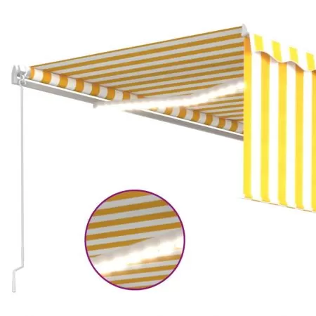 Copertina retractabila manual cu stor&LED, galben si alb, 4 x 3 m