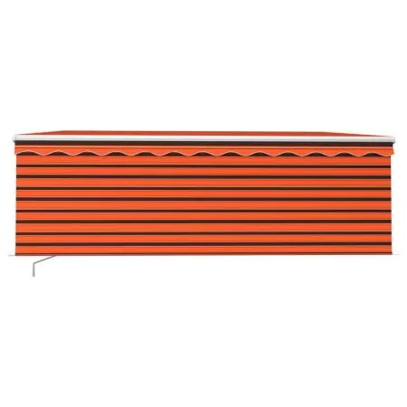 Copertina retractabila manual cu stor&LED portocaliu&maro 4x3 m, portocaliu si maro, 4 x 3 m
