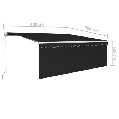 Copertina retractabila manual cu stor & LED, antracit, 4 x 3 m