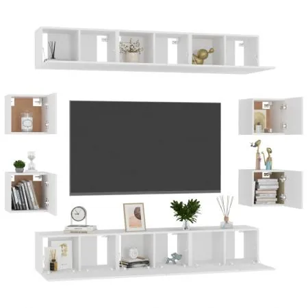 Set dulapuri TV, 10 piese, alb, 60 x 30 x 30 cm