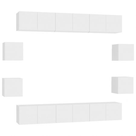 Set dulapuri TV, 10 piese, alb, 60 x 30 x 30 cm 