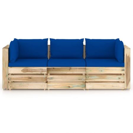 Canapea de gradina cu 3 locuri, albastru
