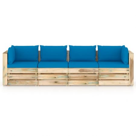 Canapea de gradina cu 4 locuri, albastru deschis