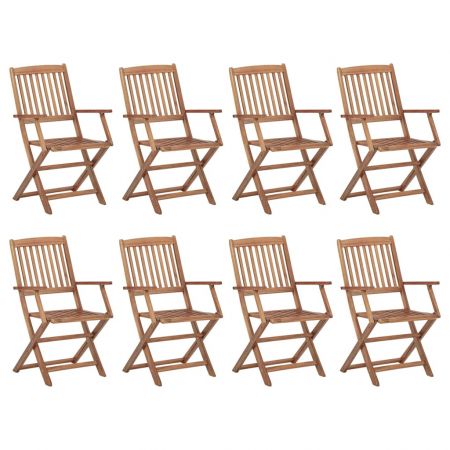 Set 8 bucati scaune pliabile de exterior cu perne, gri