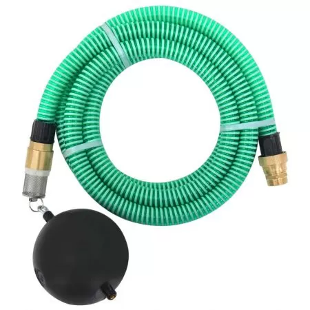  Furtun de aspirație cu racorduri din alamă, verde 1,1" 5 m, PVC