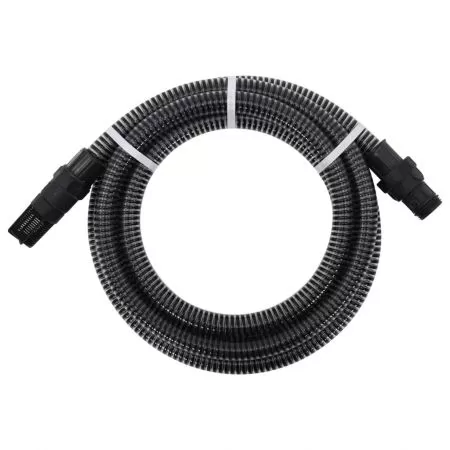  Furtun de aspirație cu racorduri din PVC, negru 1" 4 m, PVC