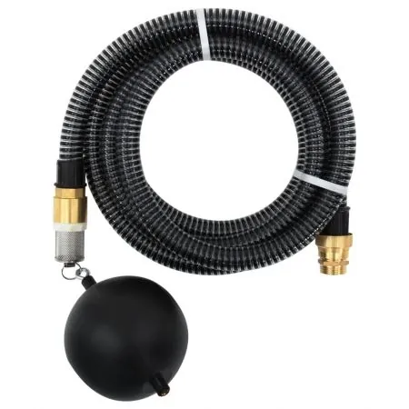 Furtun de aspirație cu racorduri din alamă, negru 1,1" 3 m, PVC