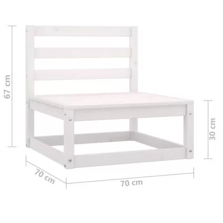 Canapea de gradina 3 locuri, alb, 70 x 40 x 67 cm