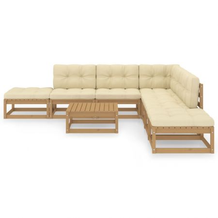 Set mobilier de grădină cu perne, 8 piese, lemn masiv pin