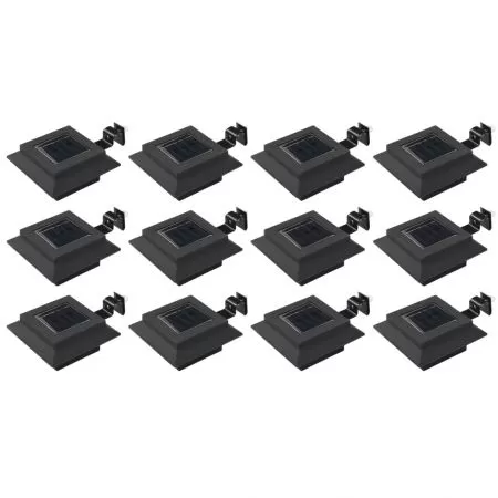  Lămpi solare de exterior, 12 buc., negru, 12 cm, pătrat, LED