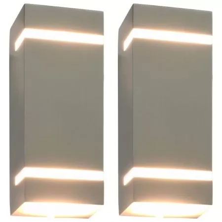  Lămpi de perete de exterior 2 buc. argintiu 35 W dreptunghiular