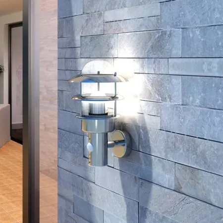 Lampa de perete din otel inoxidabil cu senzor de miscare, argintiu
