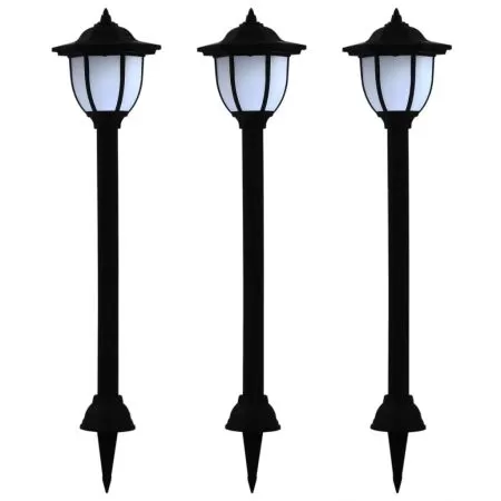  Lămpi solare de exterior cu LED, 3 buc, negru