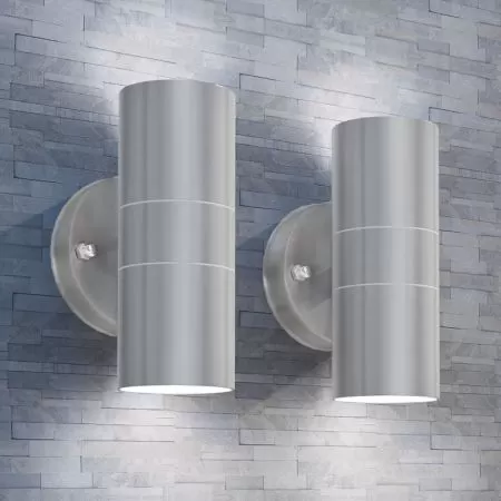  Aplică LED perete exterior 2 buc, oțel inoxidabil, sus/jos