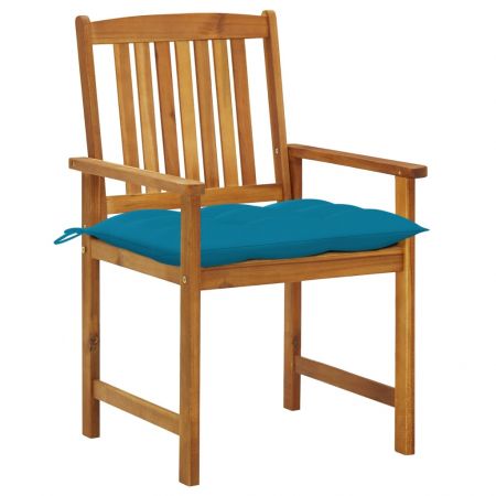 Set 8 bucati scaune gradina cu perne, albastru