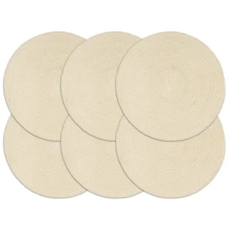  Naproane, 6 buc., natural, 38 cm, bumbac, rotund 