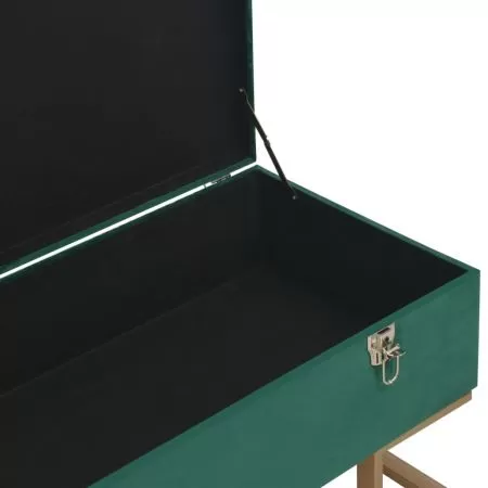 Bancheta cu un compartiment de depozitare verde 105 cm catifea, verde, 105 x 40 x 44 cm