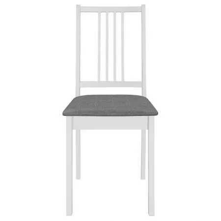 Set 2 bucati scaune de bucatarie cu perne, alb si gri, 40 x 49 x 88.5 cm
