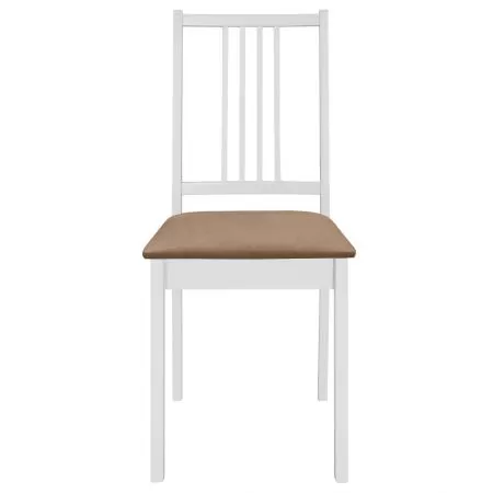 Set 4 bucati scaune de bucatarie cu perne, alb si crem, 40 x 49 x 88.5 cm