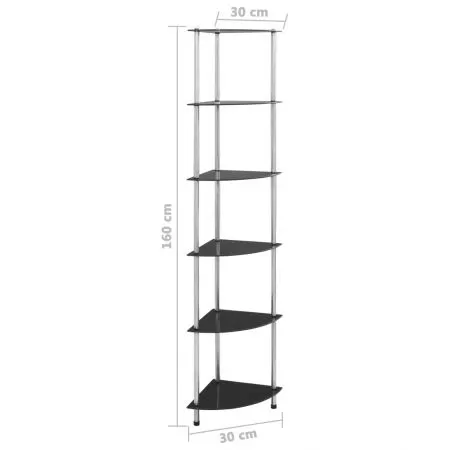 Raft cu 6 niveluri, negru, 30 x 30 x 160 cm