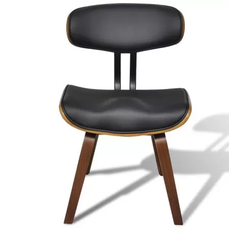 Set 4 bucati scaune de bucatarie, negru si maro închis, 51.5 x 54 x 78 cm