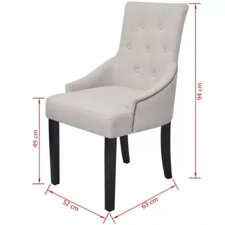 Set 4 bucati scaune de sufragerie, crem, 52 x 63 x 94 cm